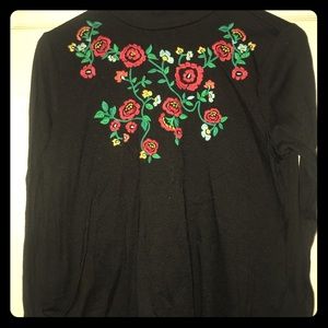 Embroidered Mock Turtle Neck